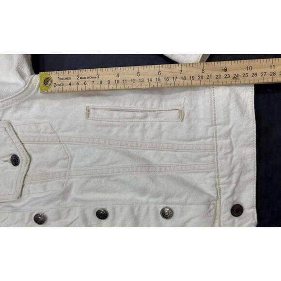 Rails White Denim Jacket Button Front Jean Pockets Lightweight Casual Boho XS - Picture 9 of 15